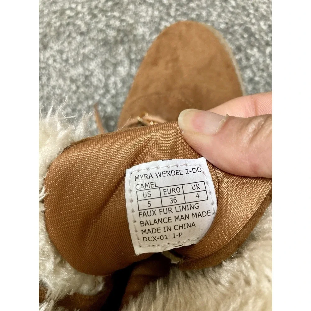 Michael Kors Myra‎ Wendee Chestnut Brown Suede Faux Fur Ankle Boots Booties Sz 5